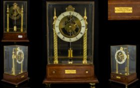 Scot Patent Electric Skeleton Clock Made By John Cartmell. Housed In A Large Beveled Glass