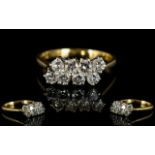 18ct Gold - Attractive Diamond Set Dress Ring of Pleasing Form,