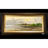 G Hare (circa 1930) An Approaching Storm by a Coastal Landscape Oil on Board signed size 9.5 by 23