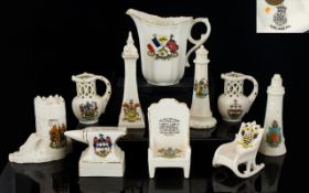 A Good Collection of Crested Ware Pieces, Some Large Pieces ( 10 ) Pieces in total. Some Interesting