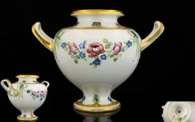 James Macintyre William Moorcroft Signed Twin Handle Small Vase of Pleasing Form. Eighteen Century