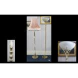 Modernist Gilt Standard Lamp With frosted glass shade.