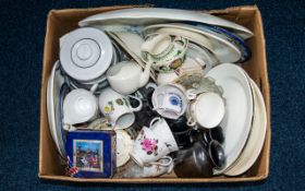 Mixed Collection of Ceramics to include large blue and white charger plate; two hand-painted ceramic