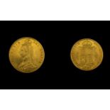 Queen Victoria Superb 22ct Gold Shield Back Jubilee Head Half Sovereign - Date 1887, London Mint. E.