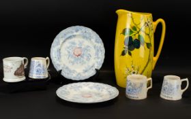 Darwen Interest A Collection Of Antique Commemorative Ceramics To include two fluted edge plates