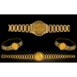 Elizabeth II 22ct Gold Half-Sovereign Set Bracelet. Bracelet fully hallmarked for 9.375.