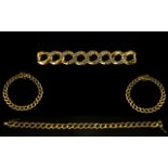 9ct Gold Curb-Link Bracelet Set with Diamonds. Fully hallmarked for 9ct - 375.