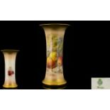 Royal Worcester Handpainted & Signed Fruits Vase - 'Fallen Fruits' apples still life,