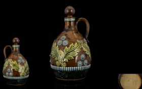 Royal Doulton - Excellent Quality Ovoid Shaped Flask with Applied and Tubelined Decoration to Body,