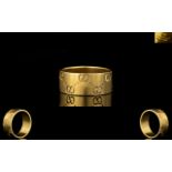 Gucci - Signed 18ct Gold Wedding Band with Gucci Logo to Exterior of Ring and Signed ' Gucci ' To