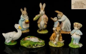 Beswick Collection of Beatrix Potter Figures Six (6) in total. 1. 'Rabbit & Peter' date 1996. 2.
