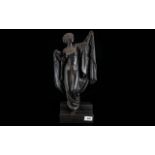 Modern Resin Figurine 'Spirit Of The Night' Raised on rectangular stepped platform,