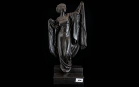 Modern Resin Figurine 'Spirit Of The Night' Raised on rectangular stepped platform,