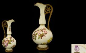 Royal Worcester Early Handpainted Persian Style Jug/Ewer with naturalistic handle.