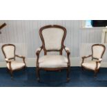 Open Arm Chair Of generous proportion, in as new condition, mahogany finish with upholstered back,
