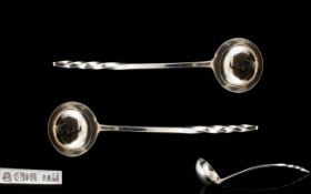 George III Fine Pair of Scottish Silver Toddy Ladles, Unusual Form, Both with Writhen Handles,