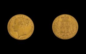 1859 Victorian Shield Back Full Sovereign London Mint,