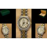 Rolex - Ladies Oyster Perpetual Date-just Steel and Gold Chronometer Wrist Watch, with Diamond