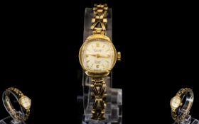 Everite 17 Jewels Incabloc Ladies 9ct Gold Mechanical Wristwatch Circa 1950's,