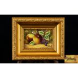 Royal Worcester Signed Handpainted Wall Plaque 'Fallen Fruits' small size still life of apples and