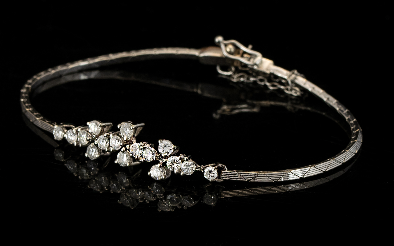 18ct White Gold Attractive Diamond Set Bracelet of Elegant Form. - Image 2 of 2