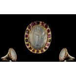 Antique Period - Oval Shaped 9ct Gold Intaglio / Seal Ring,