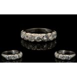 Ladies 18ct White Gold Seven Stone Diamond Ring From The 1930'S of Excellent Quality.