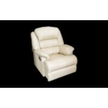 Cream Leather Reclining Chair Contemporary chair in plush cream pebbled leather,