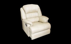 Cream Leather Reclining Chair Contemporary chair in plush cream pebbled leather,