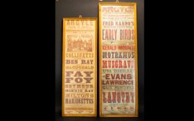Two Vintage Theatre Posters Polychrome prints on pulp paper,