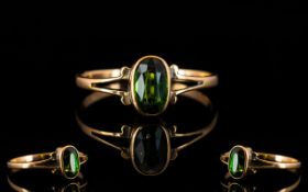 Ladies 9ct Gold Stone Set Dress Ring of Attractive Form / Design. Marked 9ct. Ring Size N - O.