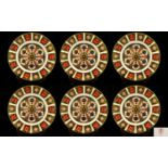 Royal Crown Derby Old Imari Single 22ct Gold Band - Superb Set of Six Cabinet Plates.