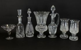 A Good Collection Of Modern Cut Crystal And Glass Ware To include large trumpet form vase by Stuart