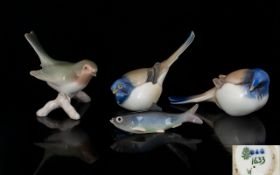 Collection of Bing & Grondahl Ceramic Birds, to include Peremist Titmouse Bird 1633,