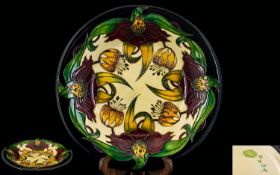 Moorcroft Impressive & Large Tubelined Footed Bowl 'Arum Lily' Design. Designer Nicola Slaney, dated