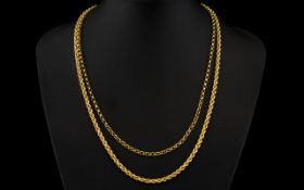 9ct Gold Rope Chain Marked 9ct, 20 Inches - 50 cm In length + A 9ct Gold Belcher Chain. Marked 9ct.