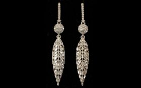 Diamond 'Feather' Drop Earrings,