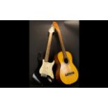 A Westfield Electric Guitar Complete with soft case along with an acoustic guitar by Geisha,