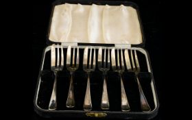 A Set Of Six Silver Pastry Forks Fully hallmarked, Sheffield E - 1947,