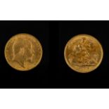 Edward VII 22ct Gold Half Sovereign - Date 1904. London Mint.