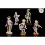 A Small Collection of Fine Mid-19th Century Handpainted Miniature Porcelain Figures (5) from various