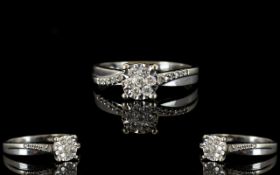 9ct Gold Diamond Cluster Ring Set with round brilliant cut diamonds, fully hallmarked,