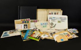 Box of stamps and stamp related material = covers etc.