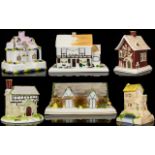 Coalport China Collection of Hand Painted Ceramic Cottages / Houses ( 6 ) Six In Total.