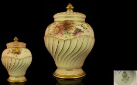 Royal Worcester Handpainted Blush Ivory Pot-Pourri Vase - hand painted,