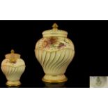 Royal Worcester Handpainted Blush Ivory Pot-Pourri Vase - hand painted,