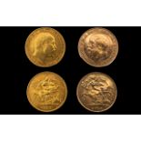 22ct Gold Half-Sovereigns (2). Average condition.