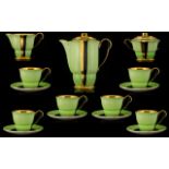 Carlton Ware Art Deco Part Coffee Service Comprising coffee pot, milk jug, sucrier - (slight damage,