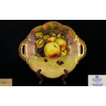 Coalport - Signed and Hand Painted Two Handle Fruits Bowl / Dish. c.1940's.