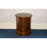 Modern Drum Form Chest Of Drawers By Willis And Gambier Mahogany cylindrical form unit with three